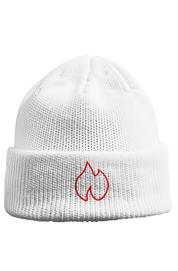 FIREBLOOD Beanie — White front view