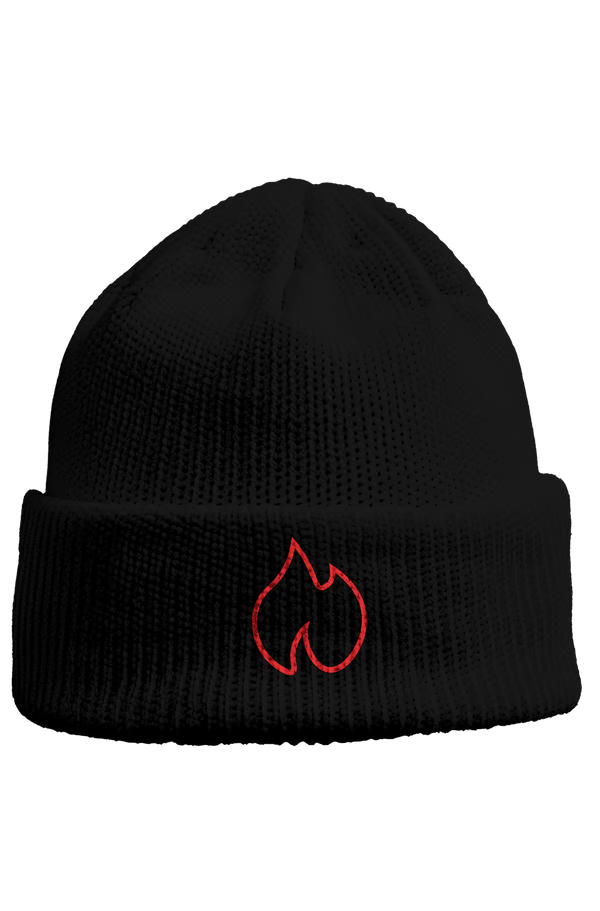 FIREBLOOD Beanie — Black front view