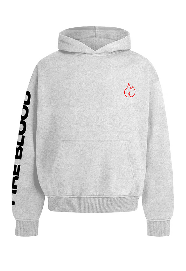 FIREBLOOD Hoodie — Grey front view