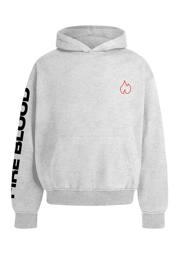 FIREBLOOD Hoodie — Grey front view