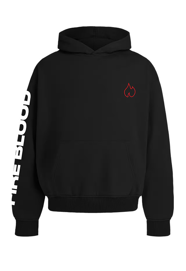 FIREBLOOD Hoodie — Black front view