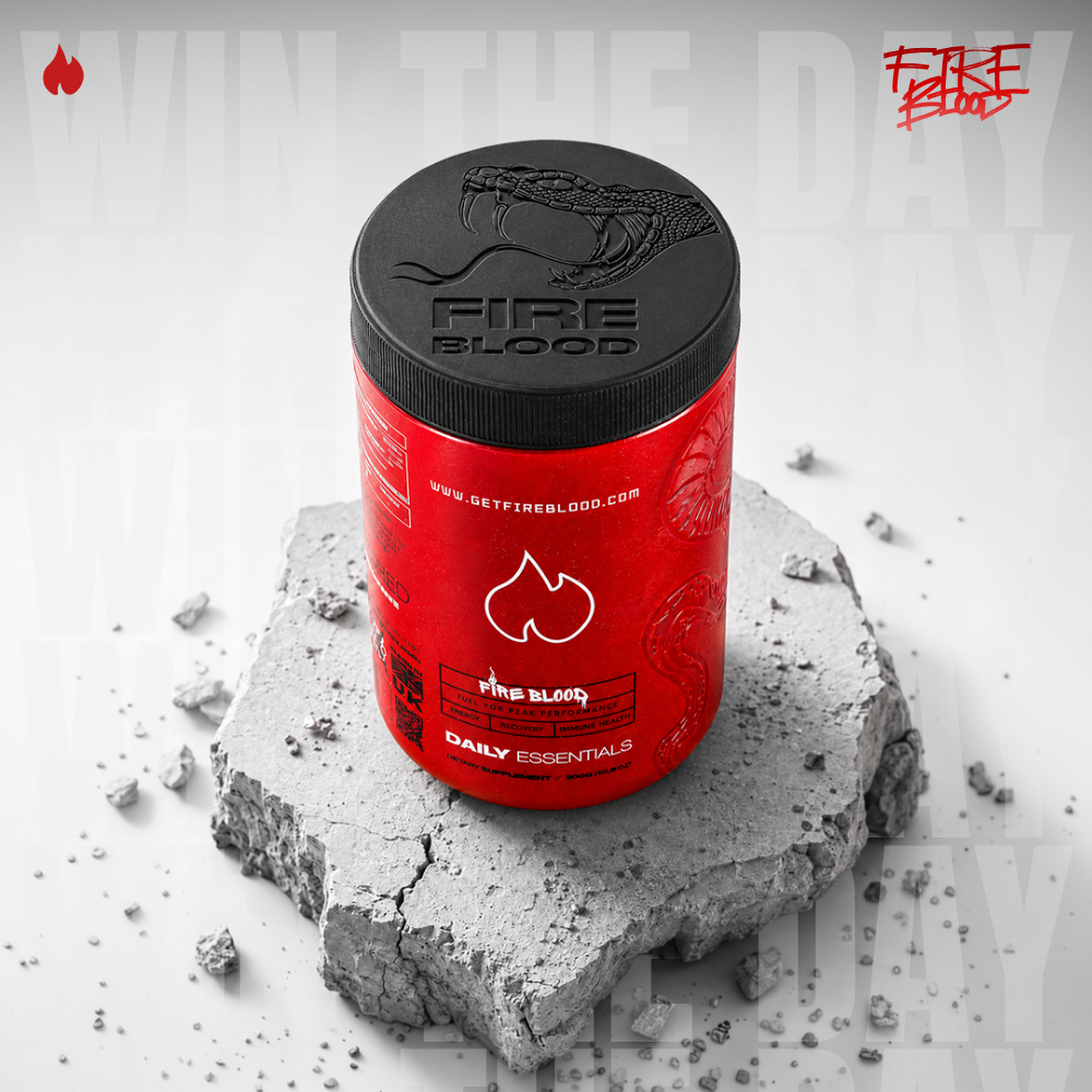 Fireblood Win The Day campaign shot on broken concrete