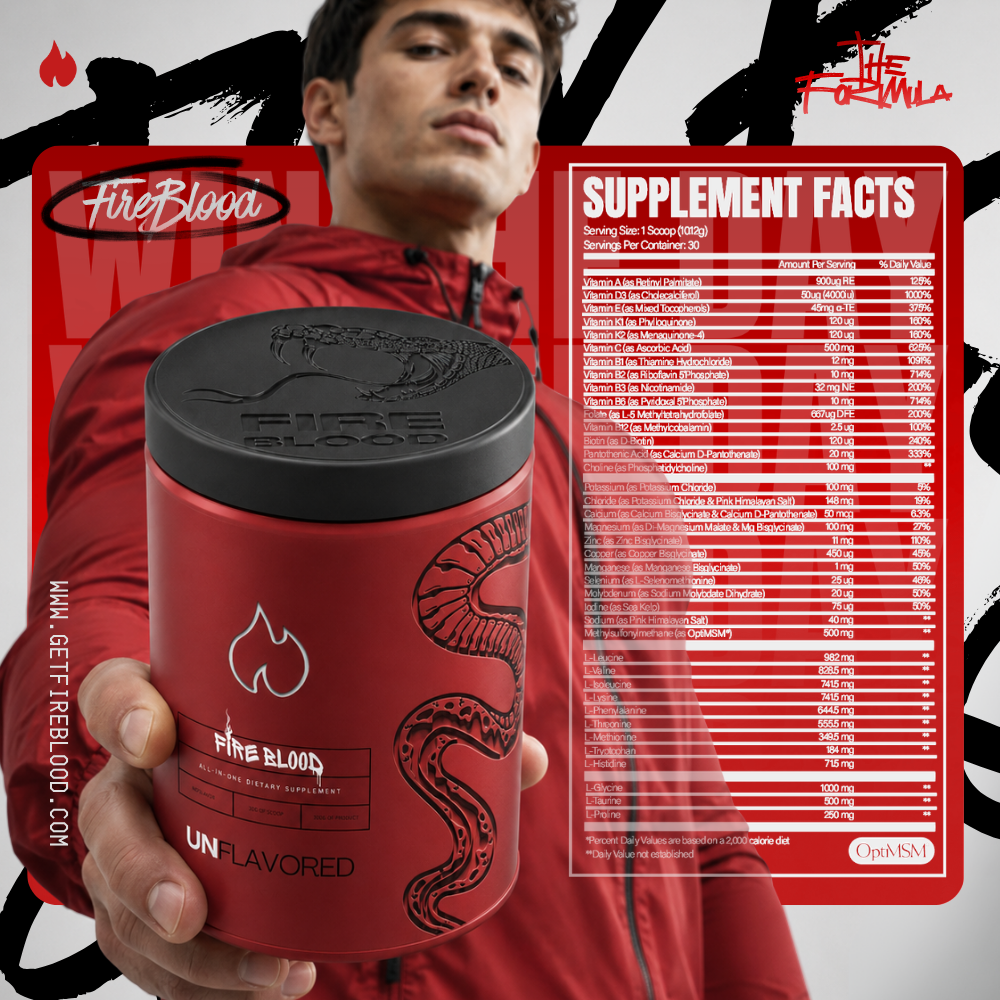 Fireblood with supplement facts panel