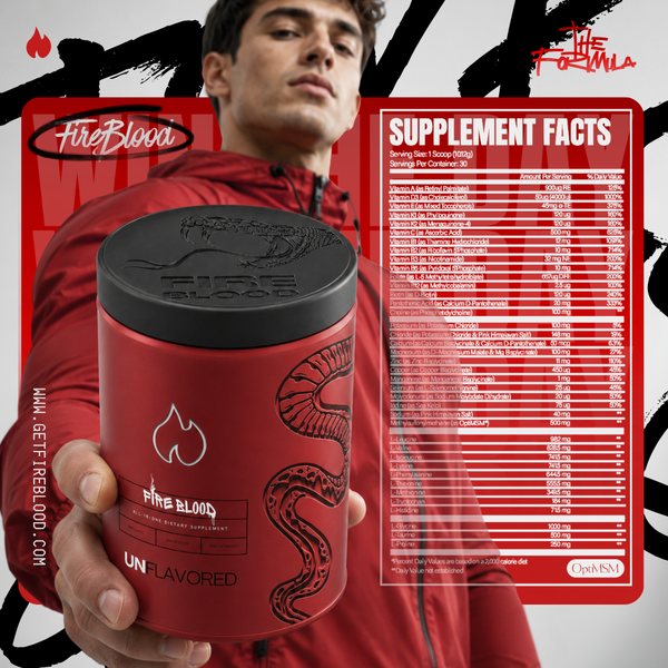 Fireblood with supplement facts panel