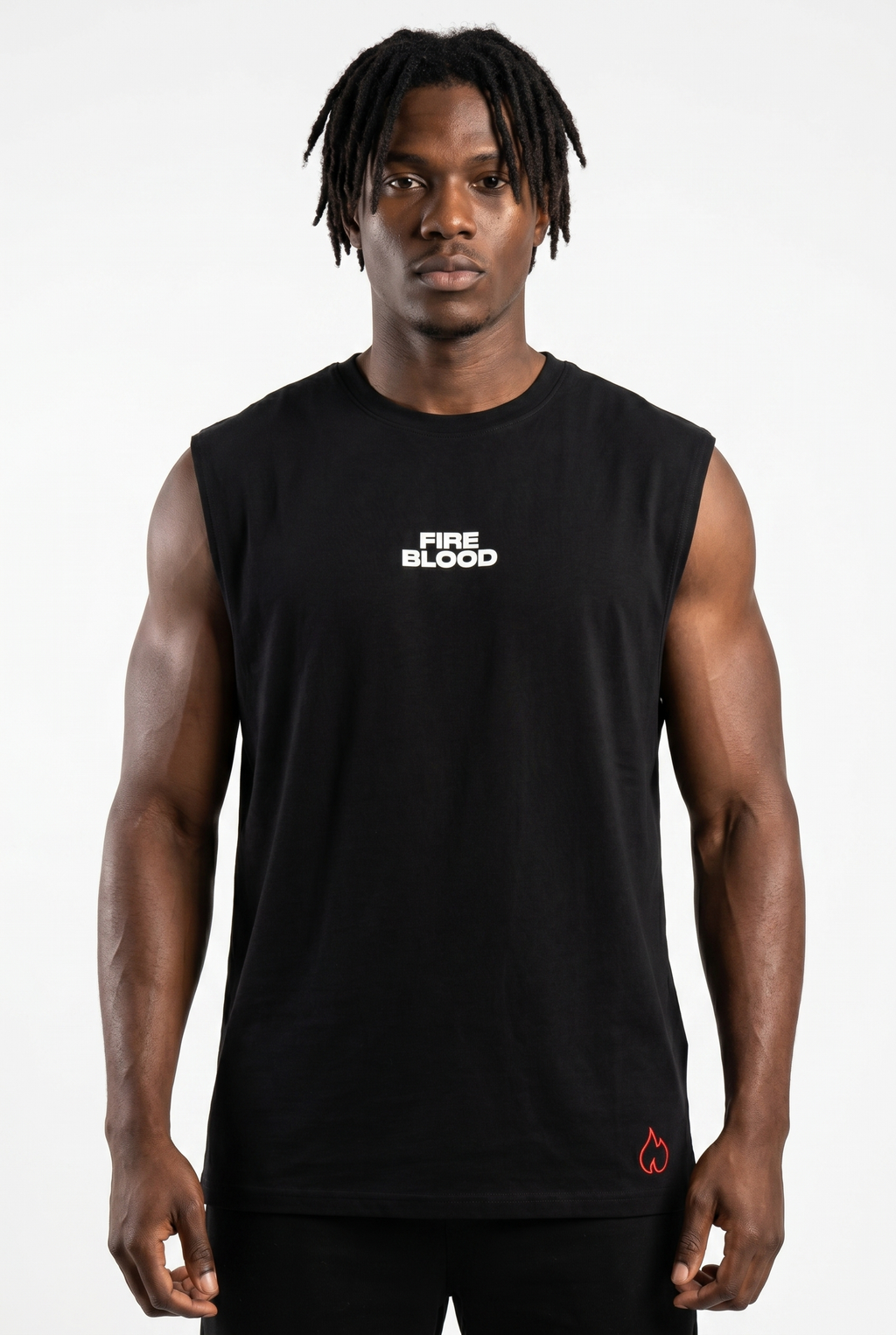 FIREBLOOD Vest Black front view Top G men's t shirt