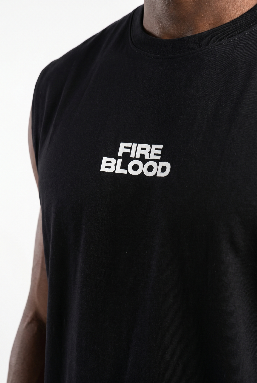 FIREBLOOD Vest Black detail view Top G men's t shirt