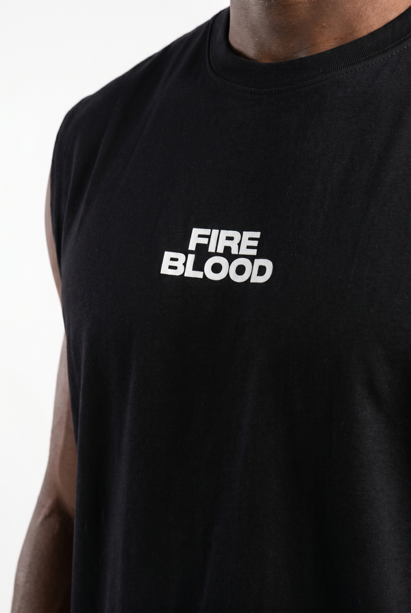 FIREBLOOD Vest Black detail view Top G men's t shirt