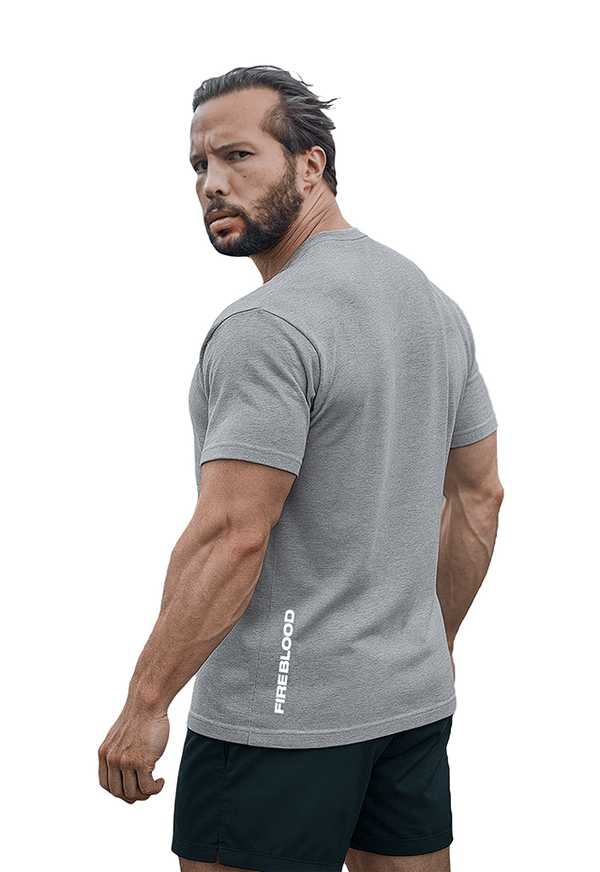 FIREBLOOD Active Tee Grey close-up Fireblood men's t shirt