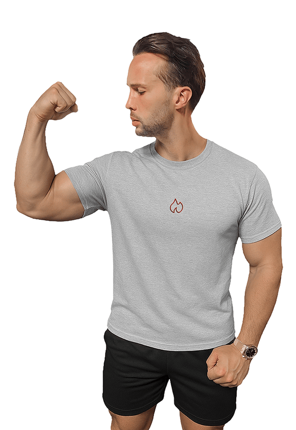 FIREBLOOD Active Tee Grey front view Fireblood men's t shirt