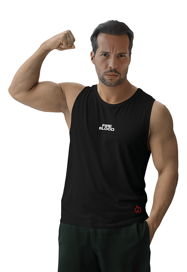 FIREBLOOD Vest Black front view Fireblood men's t shirt